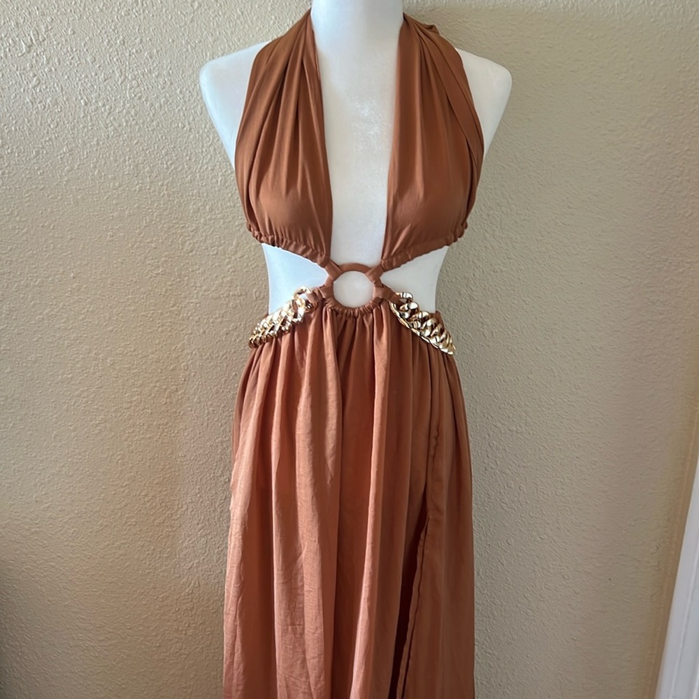 Elegant Brown Maxi Dress